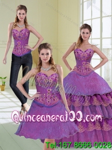 Wholesale Beading and Ruffled Layers 2015 Quinceanera Dress in Purple