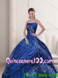 Wholesale Spaghetti Straps Royal Blue 2015 Quinceanera Dress with Appliques