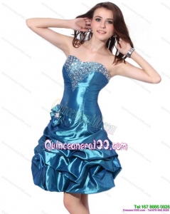 Cheap Beading Strapless Dama Dresses with Pick Ups and Hand Made Flower