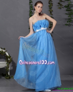 2015 Cheap Long Dama Dresses with Hand Made Flowers and Sash