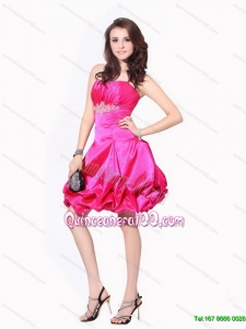 2015 Cheap Ruching Strapless Dama Dresses with Pick Ups and Appliques