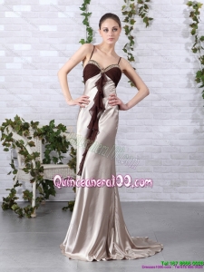 Cheap Multi Color Beading Long Dama Dresses with Backless and Brush Train