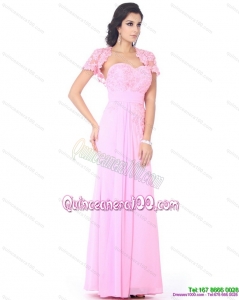 New Style Beading Sweetheart Ruching Dama Dresses in Baby Pink