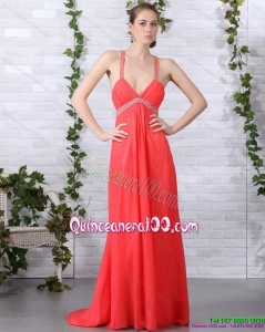New Style Spaghetti Straps Dama Dresses with Ruching and Beading