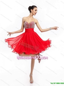 New Style Sweetheart Short Dama Dresses with Rhinestones and Ruching