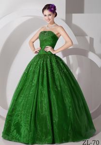 Best-selling Spring Green Beaded Sweetheart Dresses For a Quince