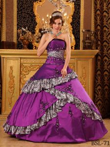 Exclusive Purple with Zebra Print 2013 Quinceanera Dress Sale