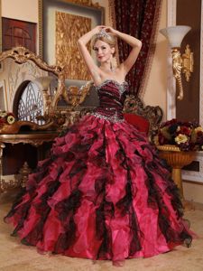 Beaded Ruffles Ruched Quinceanera Dress in Multi Color