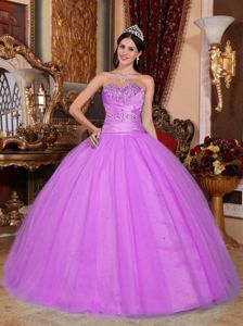 Sweetheart Beading and Ruching Quinceanera Dress in Lavender