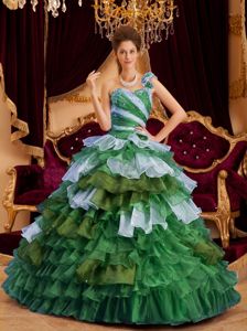 Perfect One Shoulder A-line Ruffles Quinceanera Dress in Multi-color