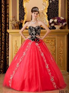 Beading Sweetheart A-line Dresses For Quinceaneras in Red and Black