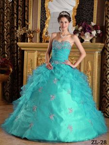 Ruffles Sweetheart Organza Quinceanera Dress with Appliques