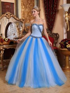 Beaded Sweetheart and Waistline Tulle Quinceanera Dress in Multi-color
