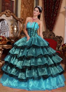 Multi-color Beading Sweetheart Quinceanera Dress with Organza Ruffles
