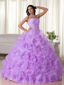 2013 Lavender Appliques Quinceanera Dress with Ruche and Beading
