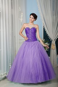 Lilac Princess Tulle 2013 Quinceanera Dress with Beading Applique