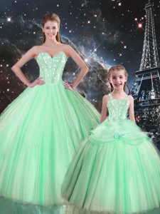 Charming Floor Length Apple Green Ball Gown Prom Dress Sweetheart Sleeveless Lace Up