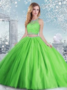 Sweet 16 Quinceanera Dress Military Ball and Sweet 16 and Quinceanera with Beading and Sequins Scoop Sleeveless Clasp Handle