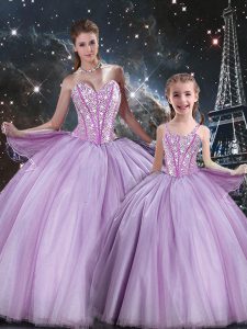Attractive Floor Length Ball Gowns Sleeveless Lavender Sweet 16 Quinceanera Dress Lace Up