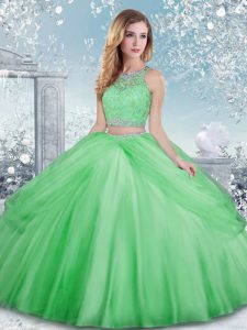Sleeveless Clasp Handle Floor Length Beading and Lace Sweet 16 Quinceanera Dress