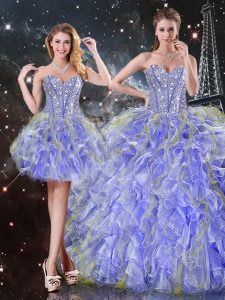 Attractive Organza Sleeveless Floor Length Sweet 16 Quinceanera Dress and Beading and Ruffles