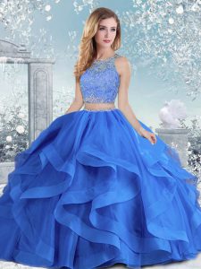 Simple Floor Length Ball Gowns Long Sleeves Royal Blue Quinceanera Dresses Clasp Handle