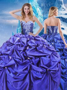 Purple Sleeveless Beading and Pick Ups Floor Length Quinceanera Gowns