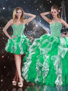 Sweetheart Sleeveless Ball Gown Prom Dress Floor Length Ruffles Multi-color Organza