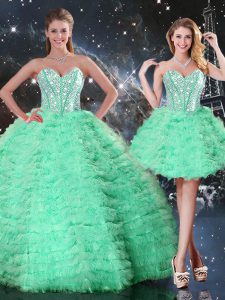 Sophisticated Organza Sleeveless Floor Length Quinceanera Gowns and Beading and Ruffled Layers