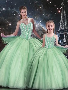 Apple Green Sweetheart Neckline Beading Quinceanera Dress Sleeveless Lace Up
