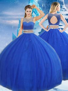 Custom Fit Asymmetrical Ball Gowns Sleeveless Royal Blue 15 Quinceanera Dress Clasp Handle