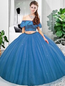Glittering Sleeveless Lace Lace Up Quince Ball Gowns