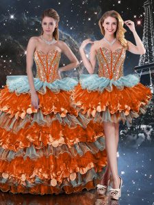 Artistic Multi-color Sleeveless Organza Lace Up Quinceanera Gown for Military Ball and Sweet 16 and Quinceanera