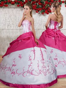 Embroidery and Pick Ups Sweet 16 Quinceanera Dress White Lace Up Sleeveless Floor Length