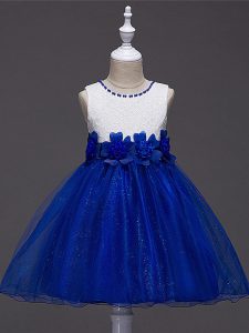 Royal Blue Sleeveless Tulle Zipper Custom Made Pageant Dress for Wedding Party