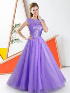 Best Selling Floor Length Lavender Court Dresses for Sweet 16 Bateau Sleeveless Backless