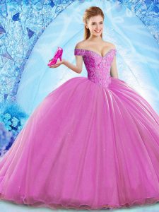 Gorgeous Organza Sleeveless Ball Gown Prom Dress Brush Train and Beading
