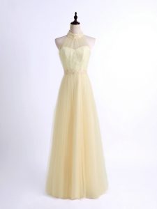 Spectacular Tulle Sleeveless Floor Length Quinceanera Court of Honor Dress and Lace and Appliques