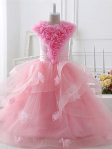 Floor Length Ball Gowns Sleeveless Baby Pink Little Girls Pageant Dress Zipper
