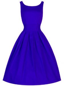 Scoop Sleeveless Lace Up Dama Dress Blue Taffeta
