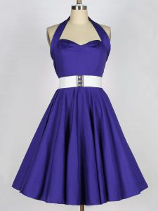 Exquisite Purple Sleeveless Taffeta Lace Up Dama Dress for Prom and Party and Wedding Party