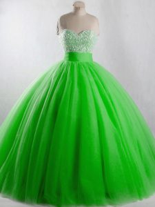 Customized Ball Gowns Ball Gown Prom Dress Sweetheart Tulle Sleeveless Floor Length Lace Up