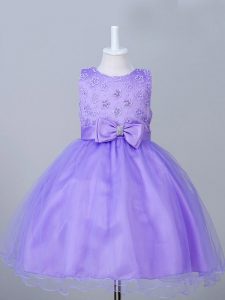 Gorgeous Ball Gowns Pageant Dress Wholesale Eggplant Purple Scoop Tulle Sleeveless Knee Length Zipper