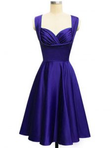 Empire Dama Dress for Quinceanera Purple Straps Taffeta Sleeveless Knee Length Lace Up