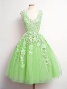 Sleeveless Tulle Lace Up Quinceanera Court Dresses for Prom and Party and Wedding Party
