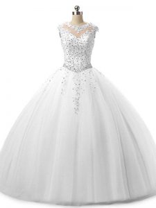 Free and Easy Sleeveless Lace Up Floor Length Beading and Lace Quince Ball Gowns