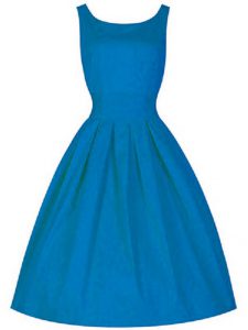 Top Selling Taffeta Scoop Sleeveless Zipper Ruching Court Dresses for Sweet 16 in Blue