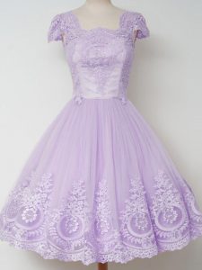 Cap Sleeves Lace Zipper Quinceanera Court of Honor Dress
