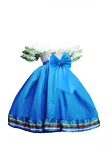 Great Baby Blue Short Sleeves Ruffled Layers and Bowknot Floor Length Little Girl Pageant Dress