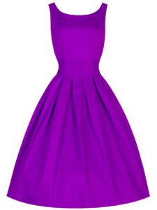 Purple Lace Up Vestidos de Damas Ruching Sleeveless Knee Length